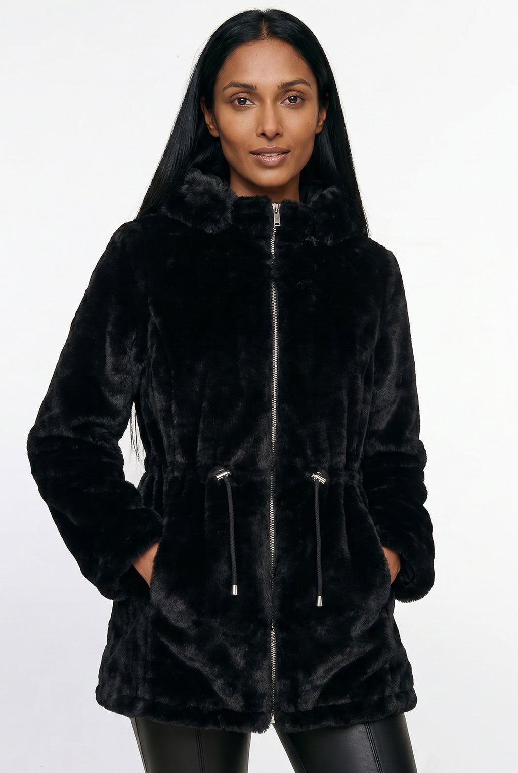 Parka feminina resinada dupla face com pelo 61469