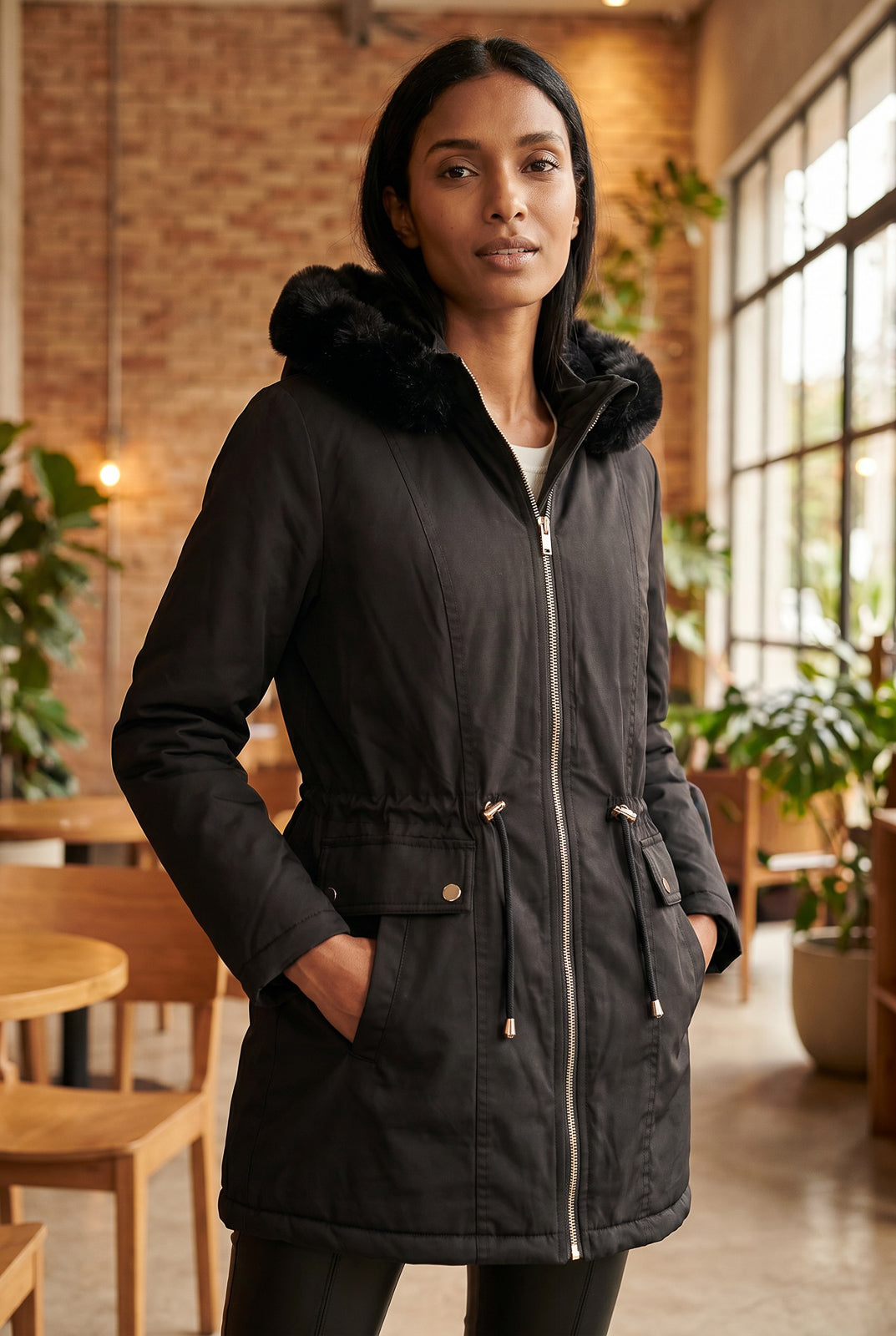 Parka feminina resinada dupla face com pelo 61469 – Enluaze