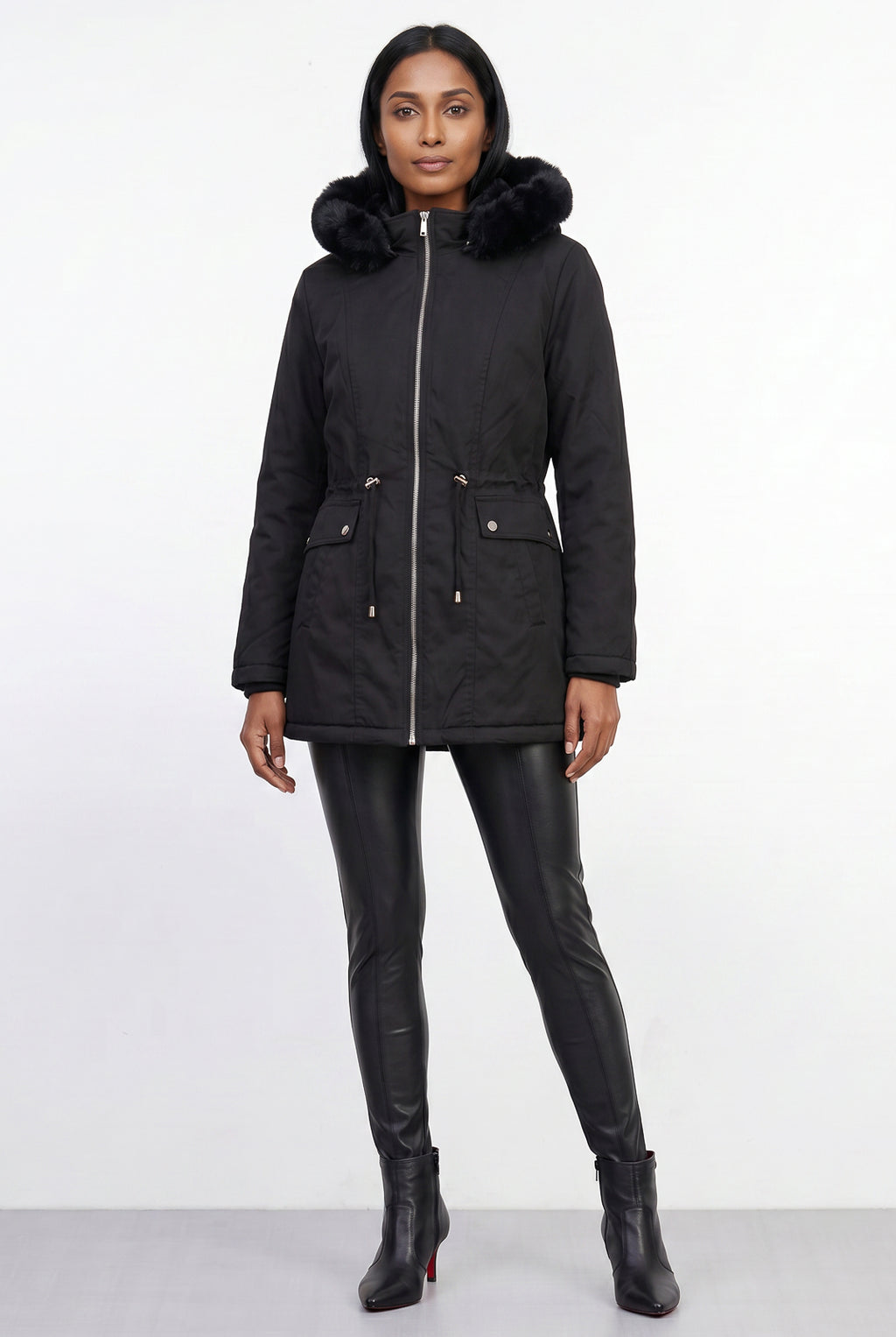 Parka feminina resinada dupla face com pelo 61469