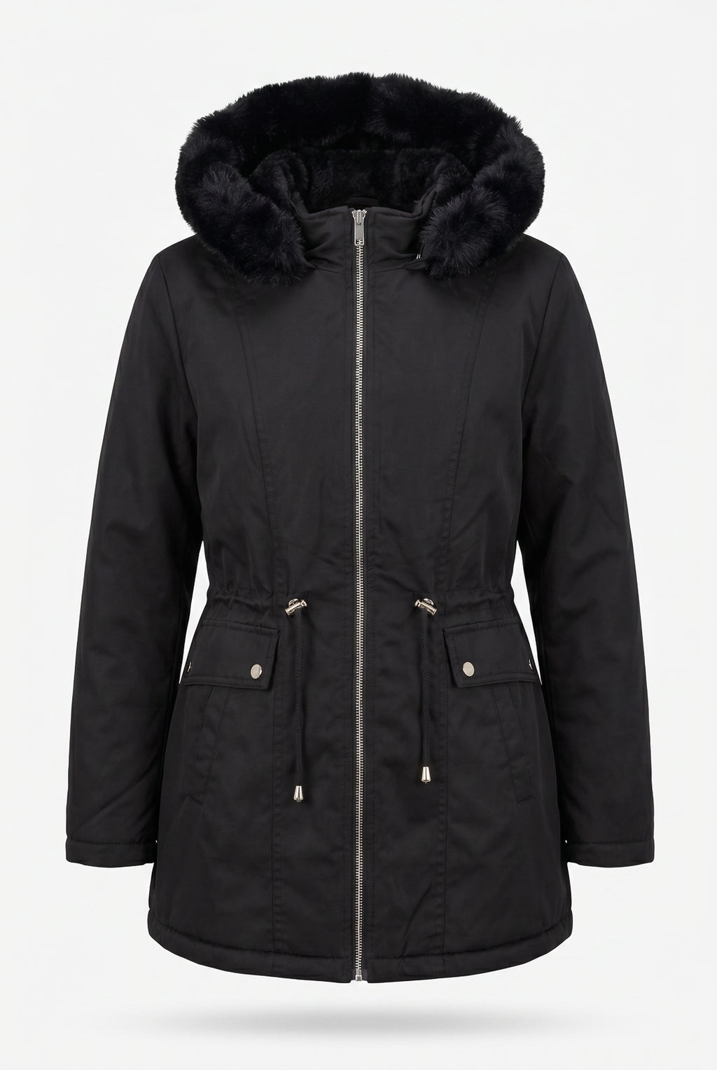 Parka feminina resinada dupla face com pelo 61469