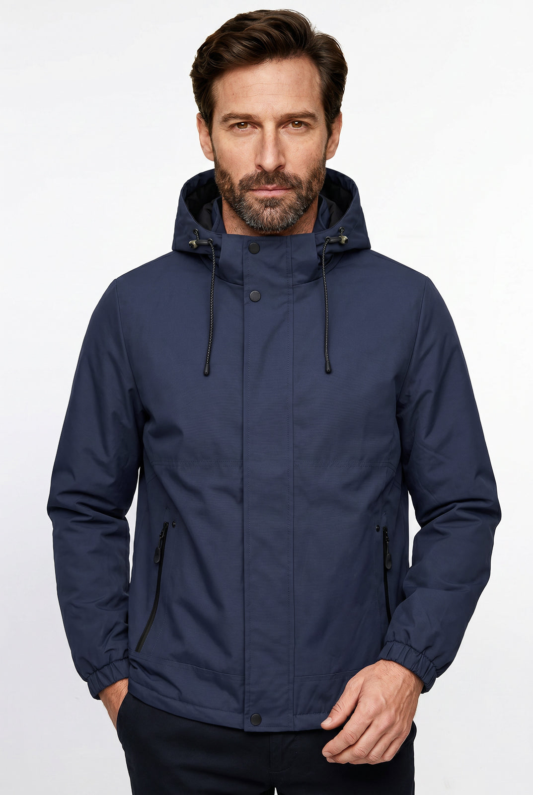 Jaqueta masculina nylon com capuz removível 69414