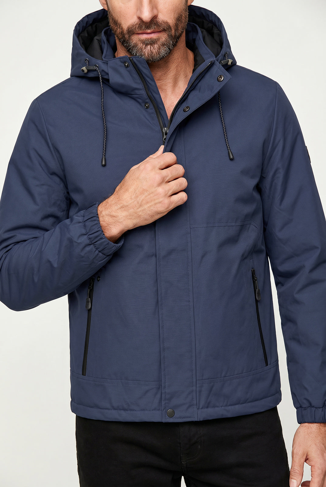 Jaqueta masculina nylon com capuz removível 69414
