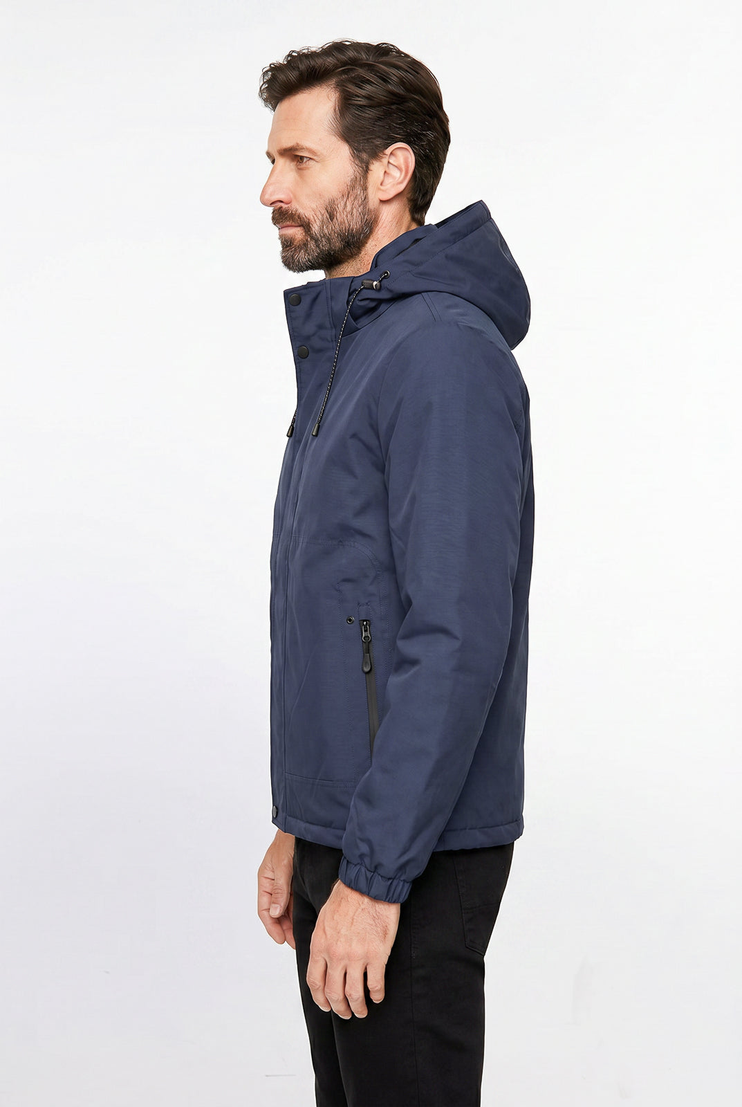 Jaqueta masculina nylon com capuz removível 69414
