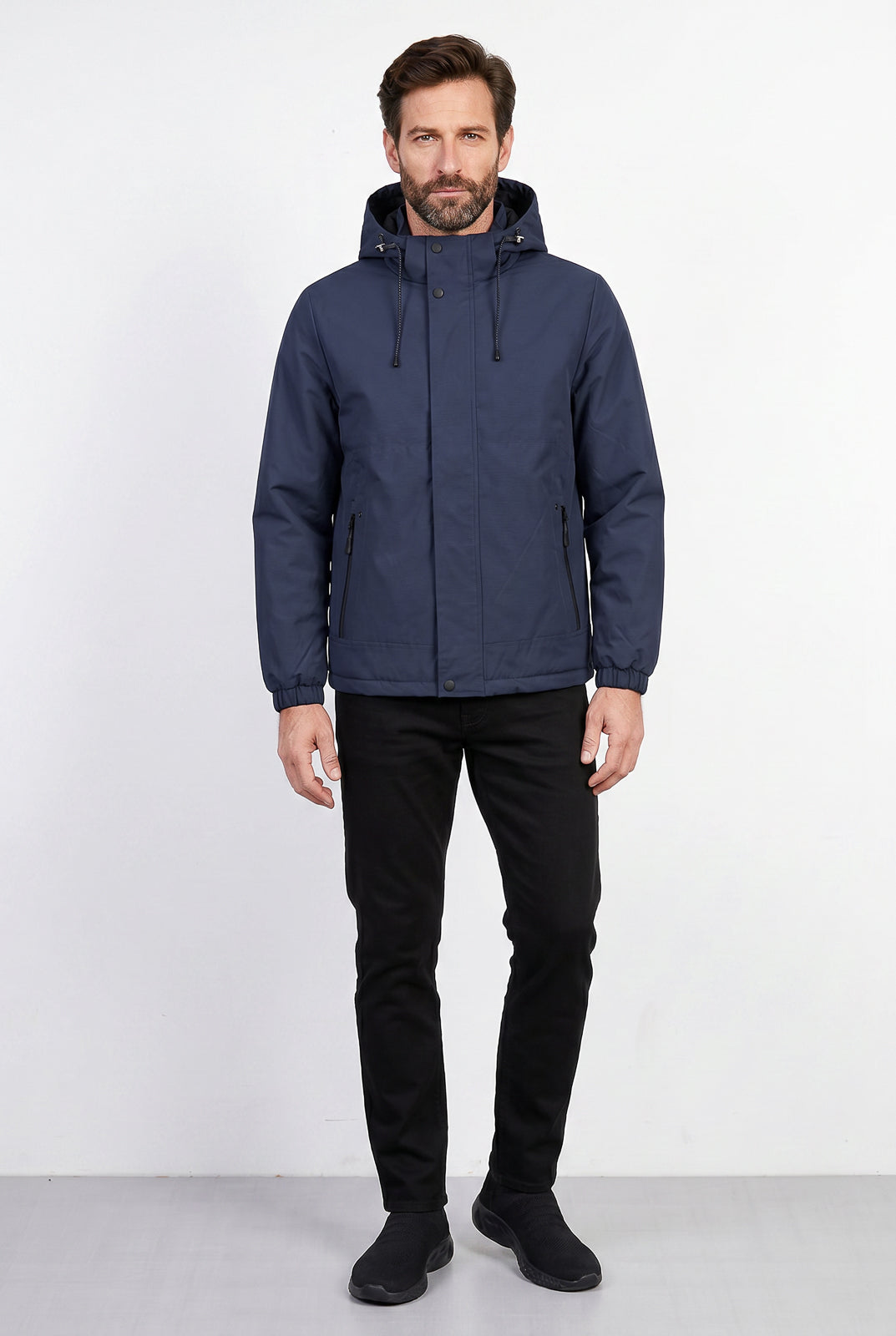 Jaqueta masculina nylon com capuz removível 69414