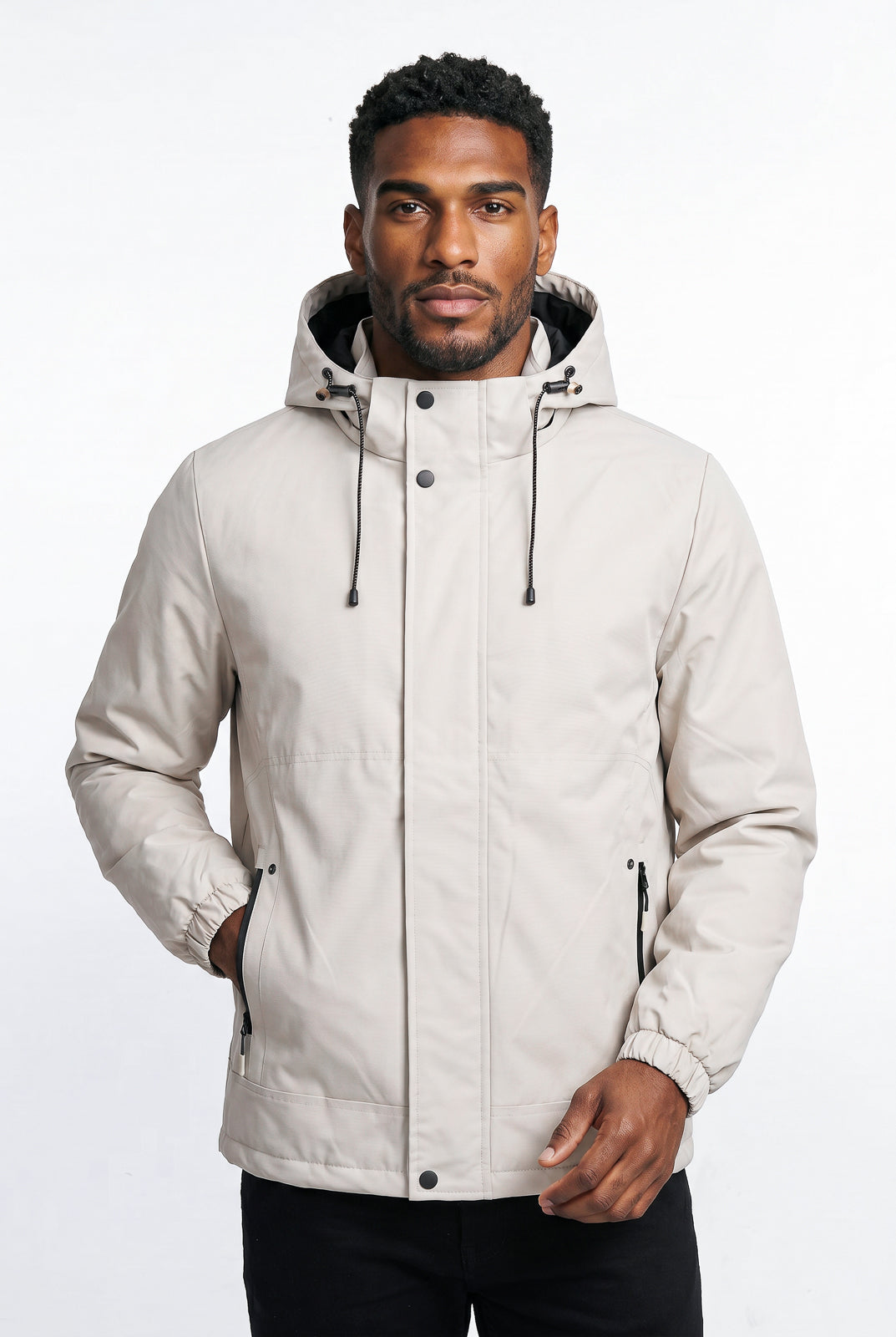 Jaqueta masculina nylon com capuz removível 69414