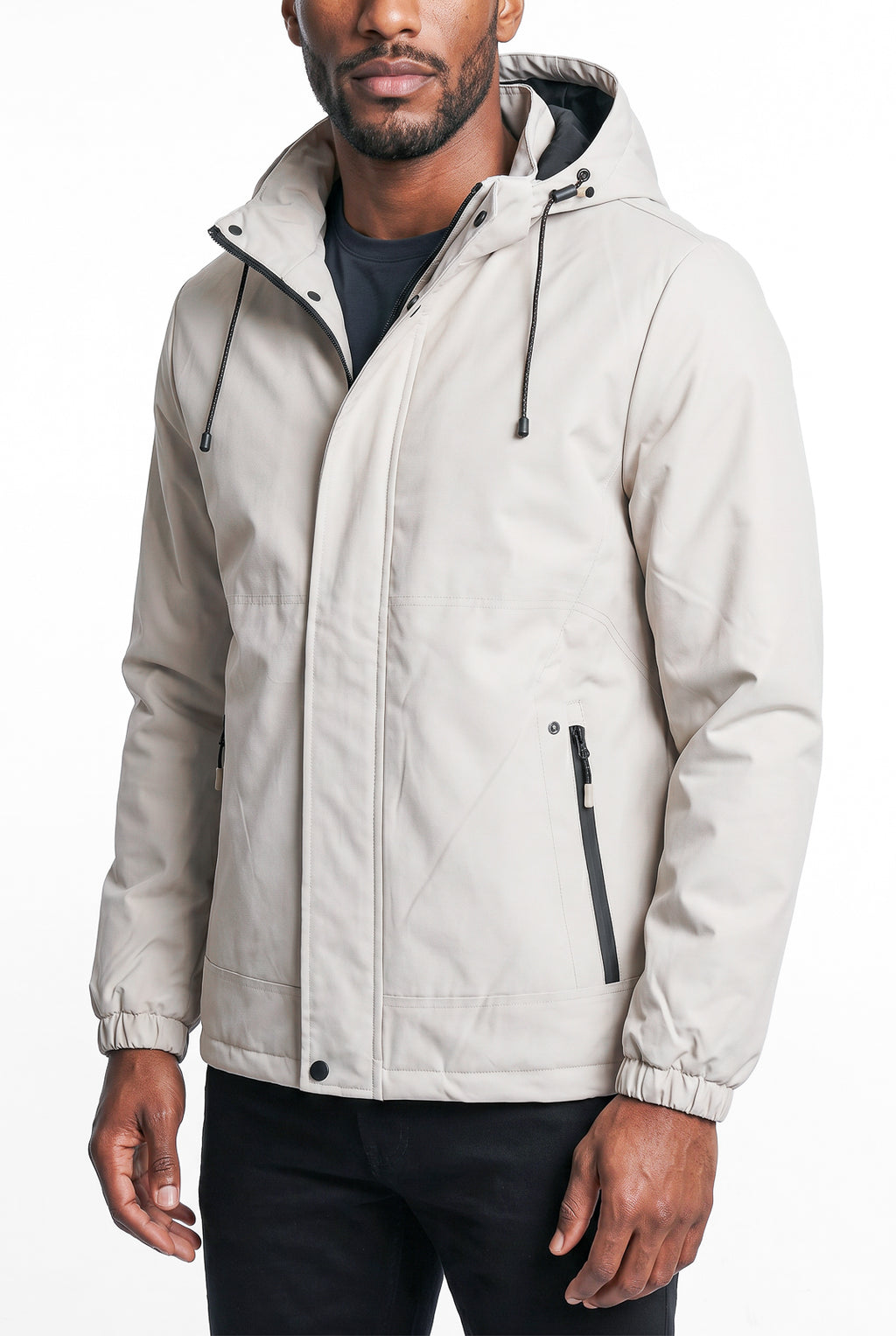 Jaqueta masculina nylon com capuz removível 69414
