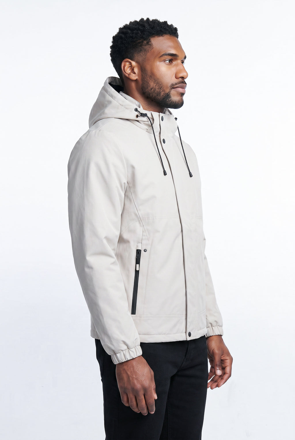 Jaqueta masculina nylon com capuz removível 69414