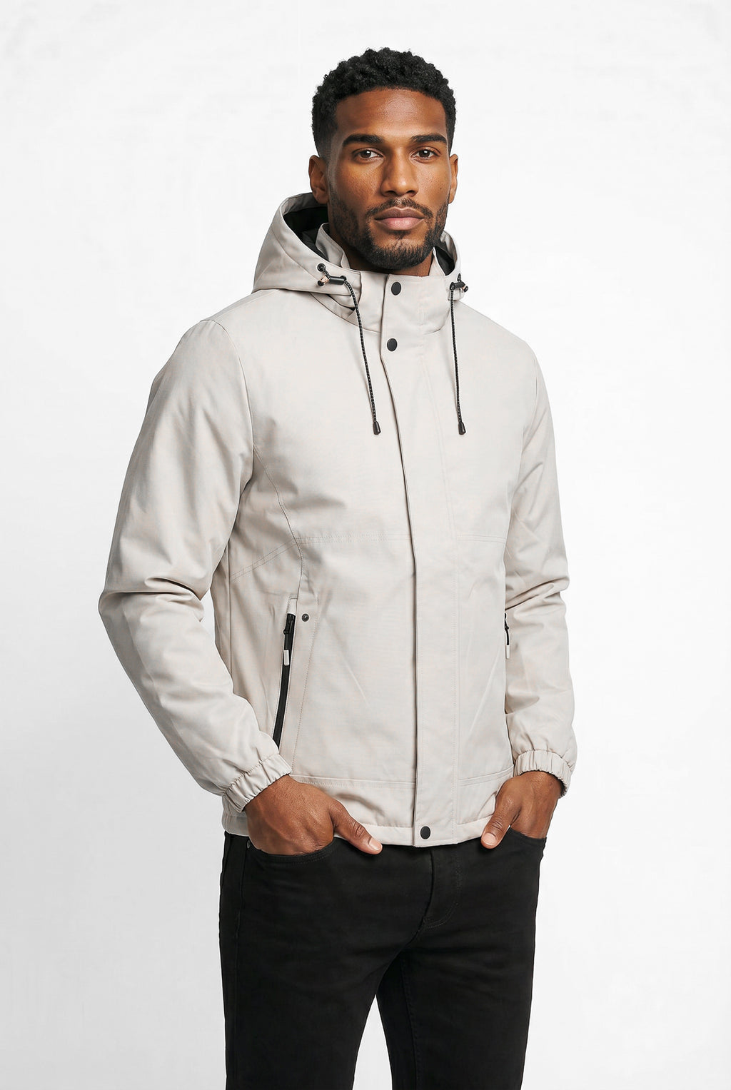 Jaqueta masculina nylon com capuz removível 69414