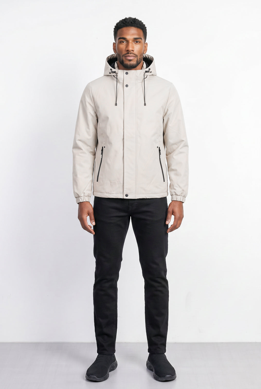 Jaqueta masculina nylon com capuz removível 69414
