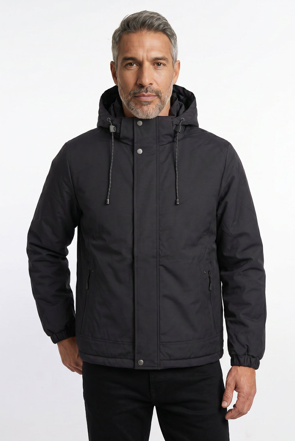 Jaqueta masculina nylon com capuz removível 69414