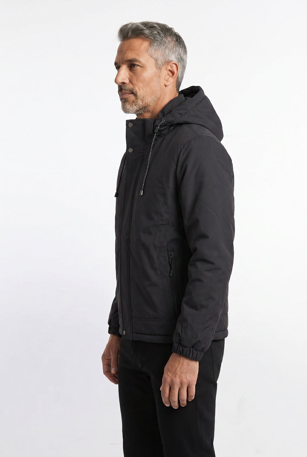 Jaqueta masculina nylon com capuz removível 69414