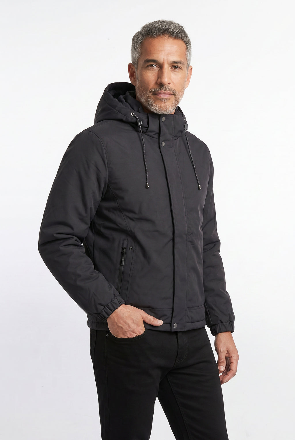 Jaqueta masculina nylon com capuz removível 69414