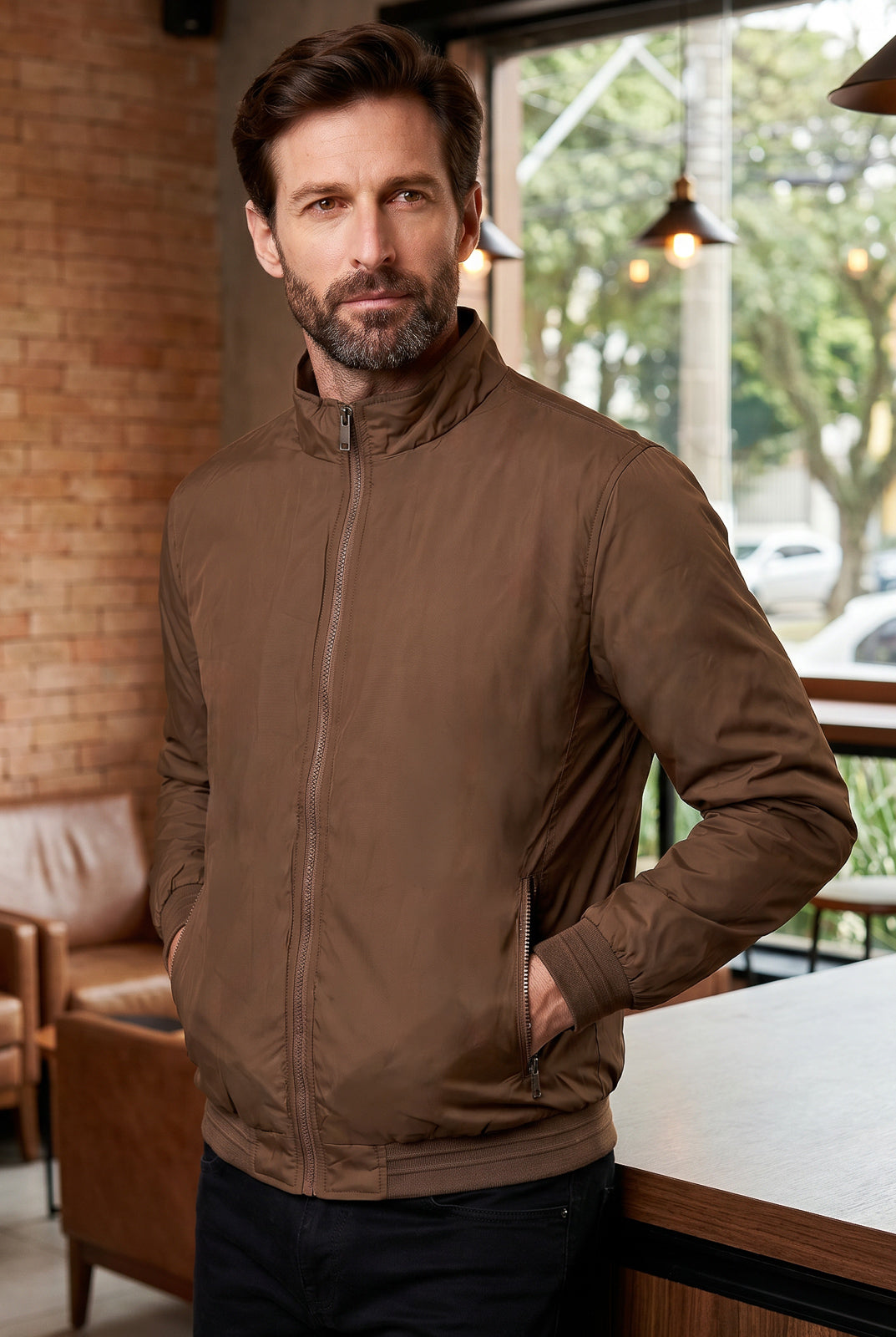 Jaqueta masculina nylon resinada 69485