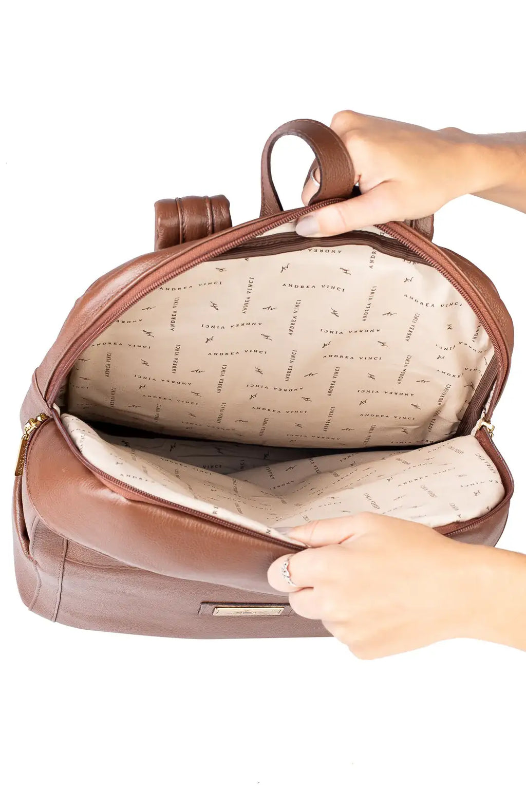 Mochila grande de couro liso Marcela - Enluaze