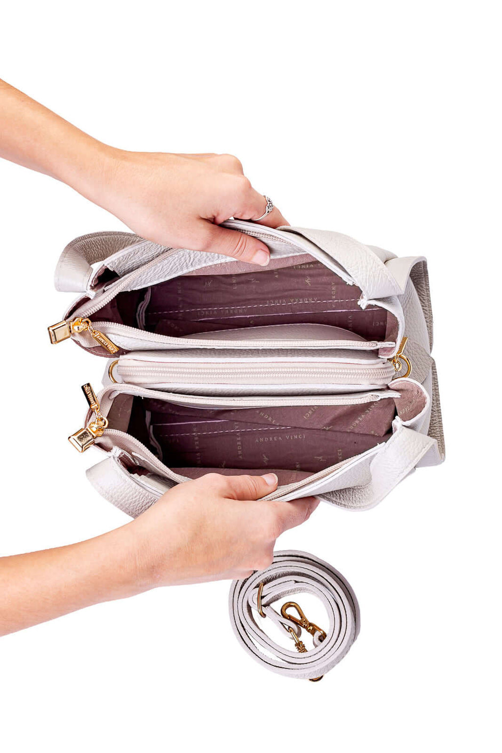 Bolsa de mão em couro liso Helena - Enluaze