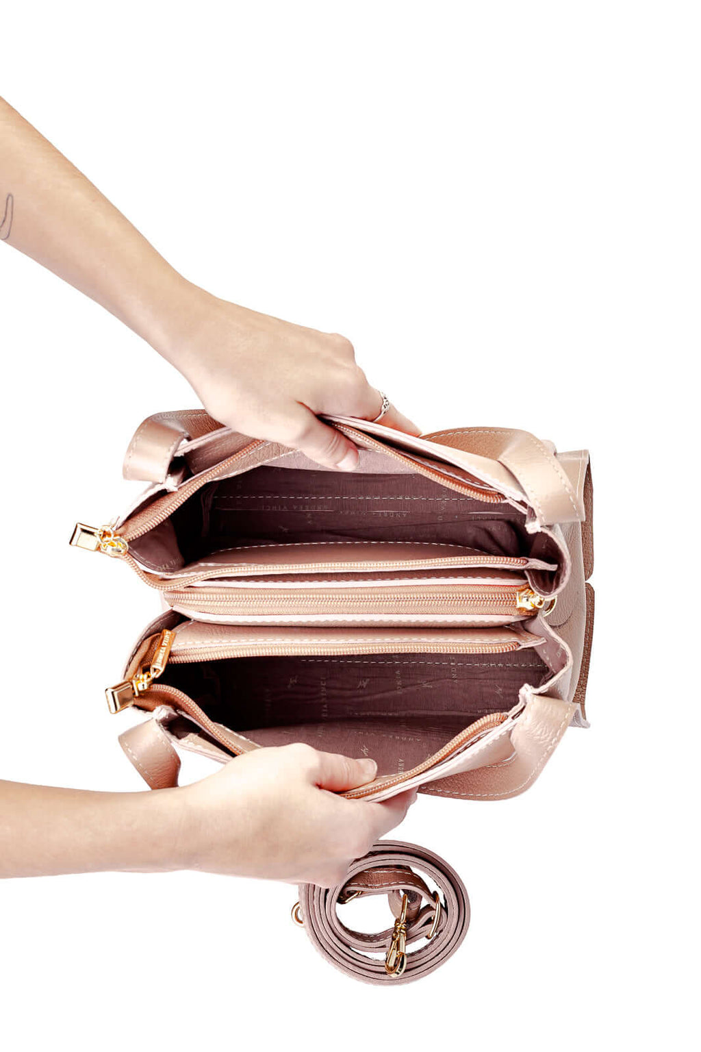 Bolsa de mão em couro liso Helena - Enluaze