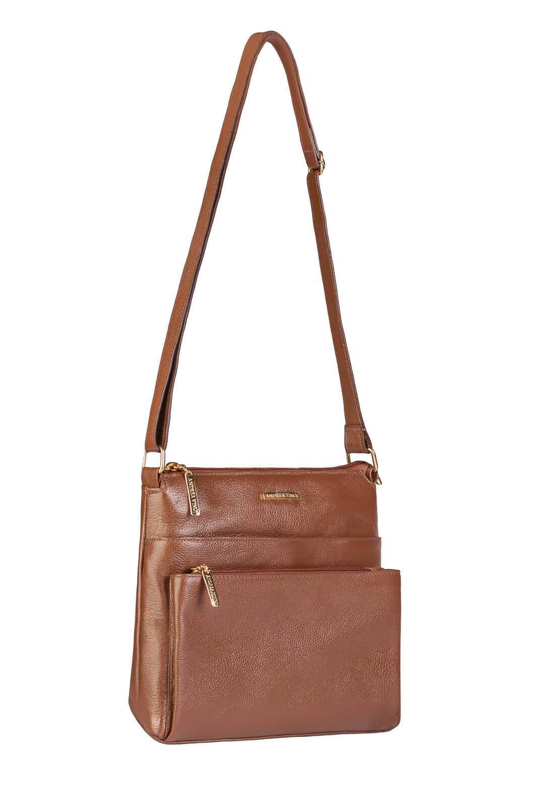 Bolsa transversal de couro liso Giselle - Enluaze