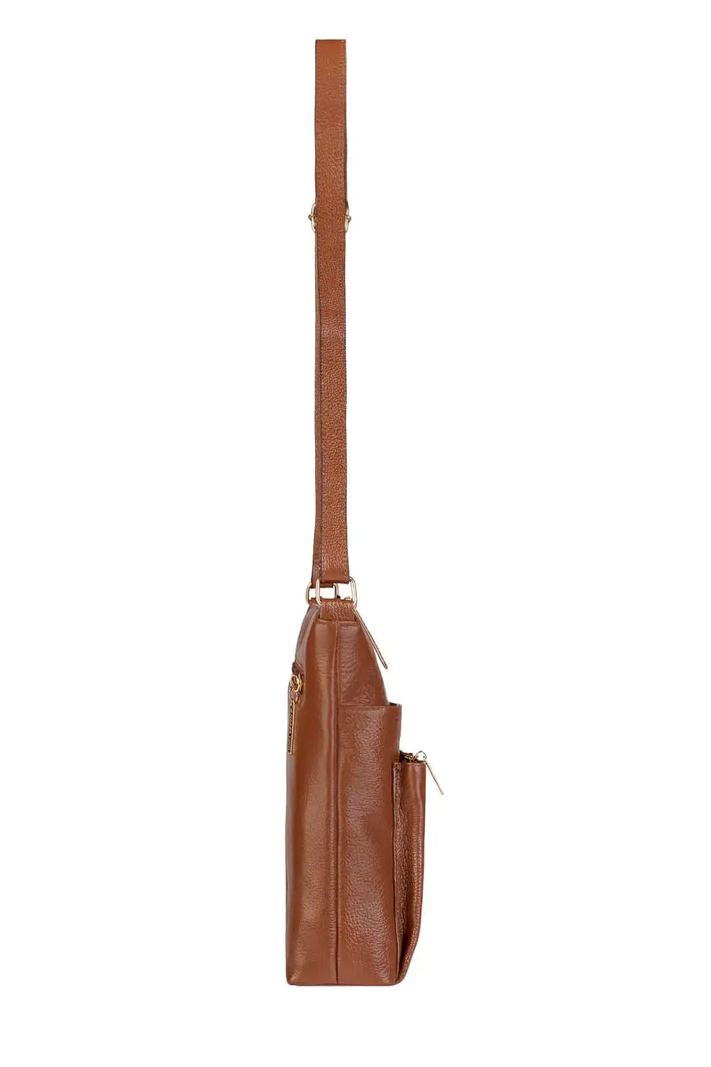 Bolsa transversal de couro liso Giselle - Enluaze