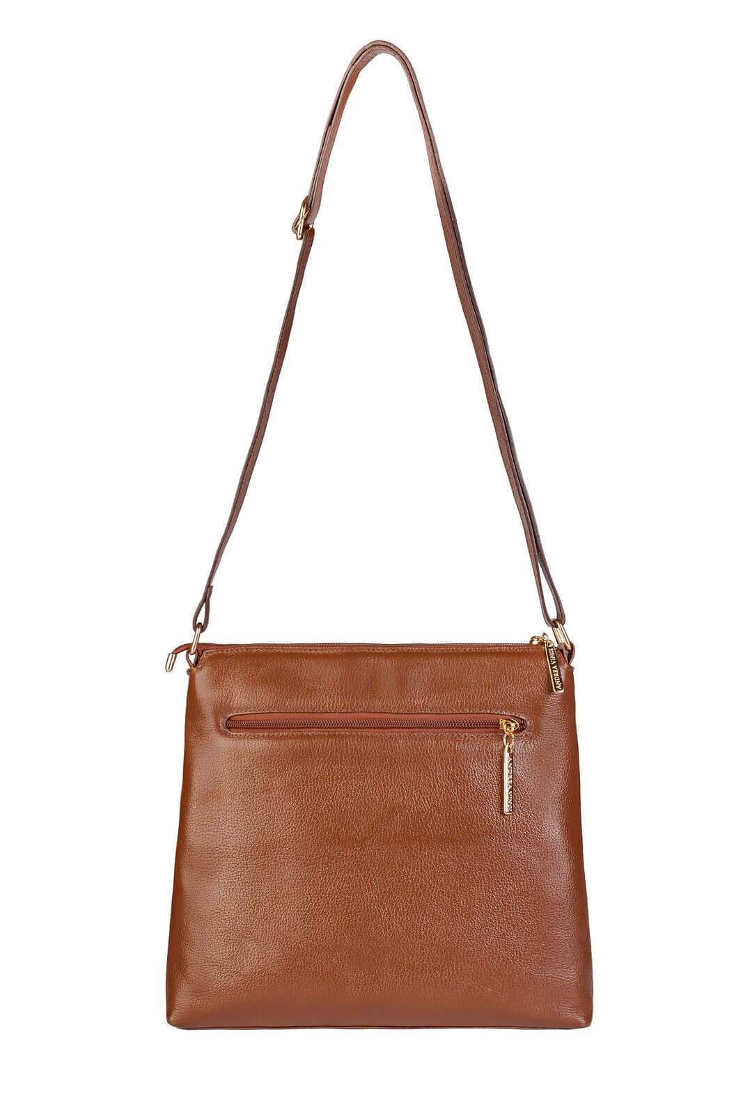 Bolsa transversal de couro liso Giselle - Enluaze