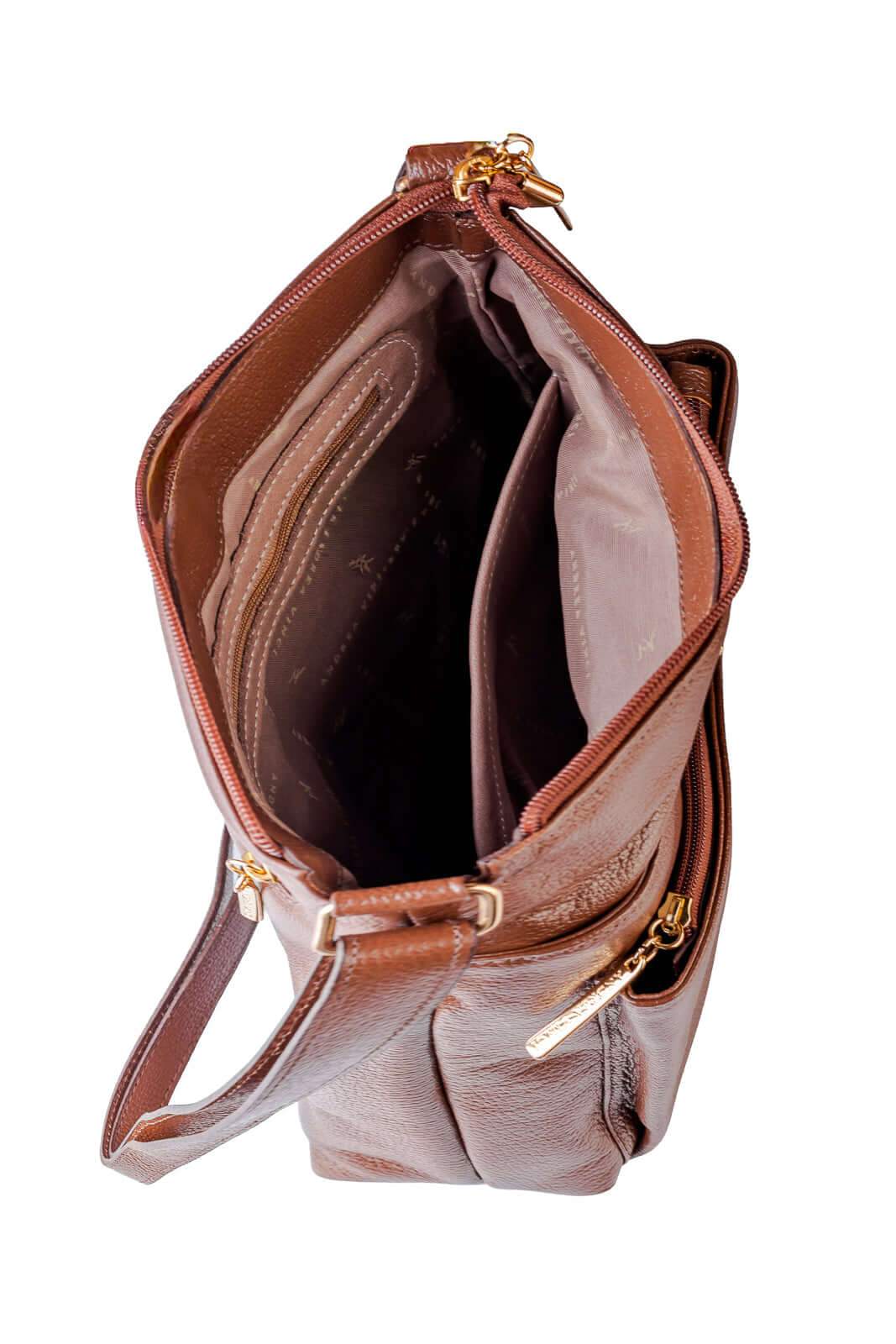 Bolsa transversal de couro liso Giselle - Enluaze