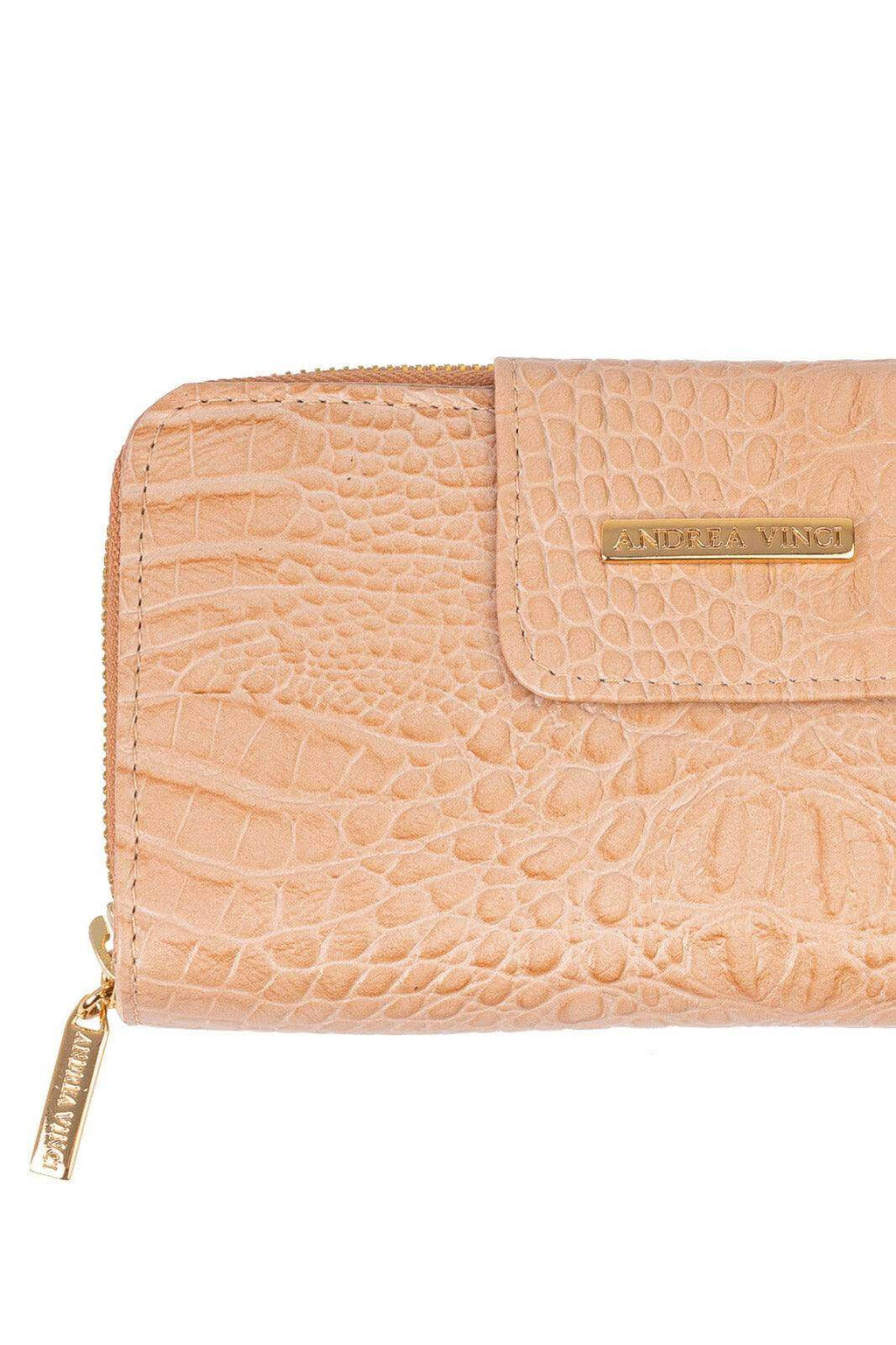 Carteira feminina de couro croco Cindy 9,5x19cm - Enluaze