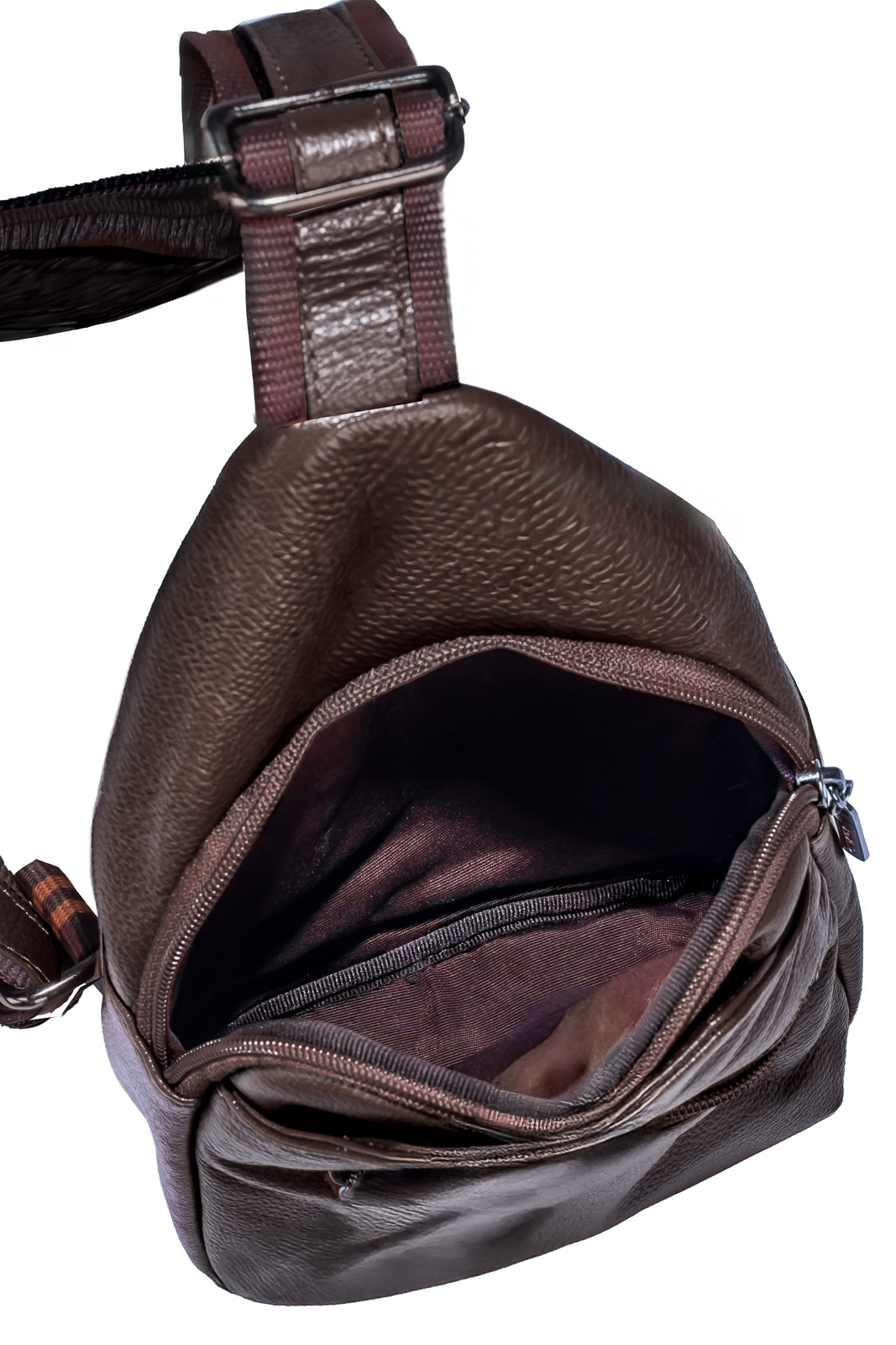 Mini mochila transversal de couro Jeff