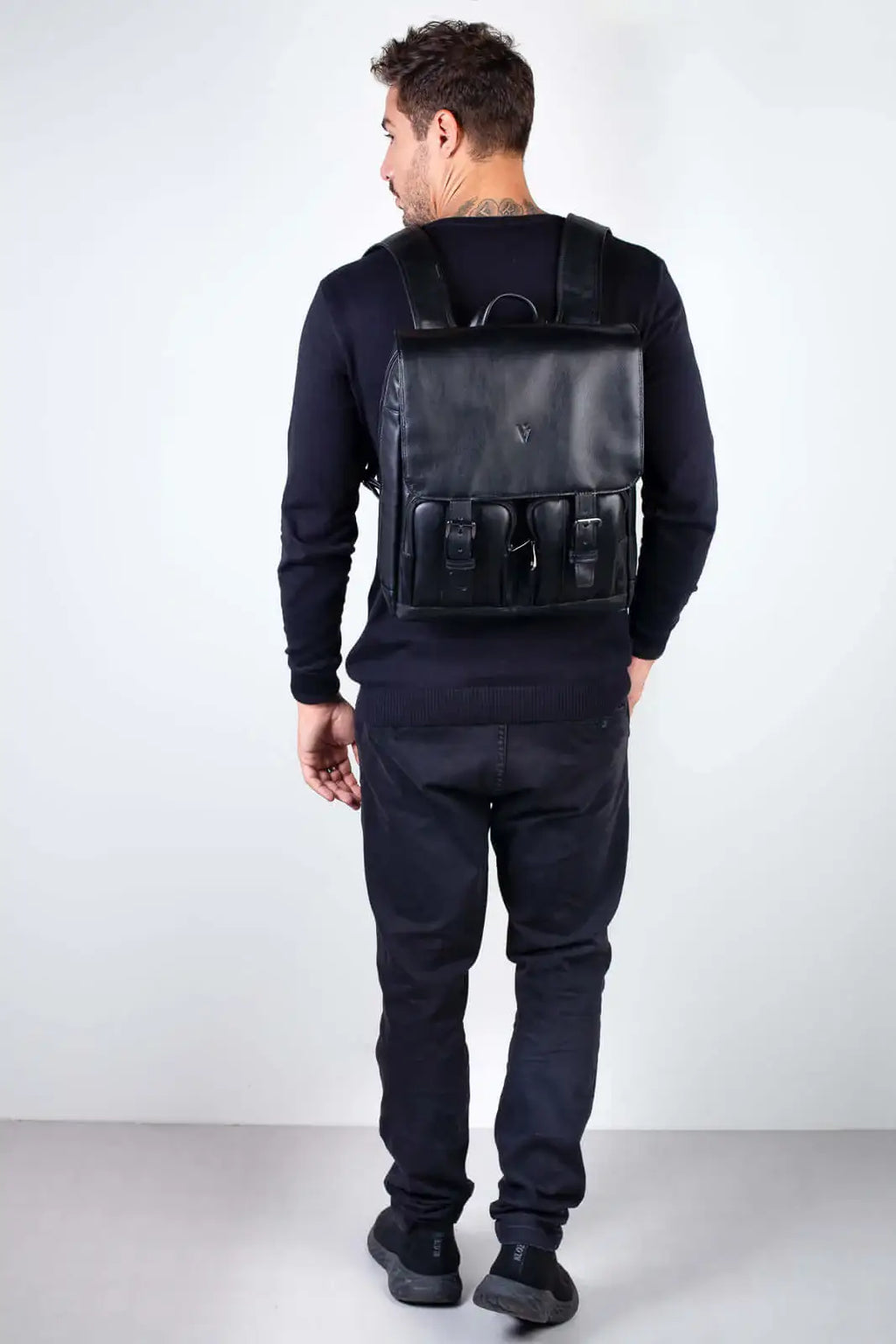 Mochila de couro italiano masculina vintage Miguel - Enluaze