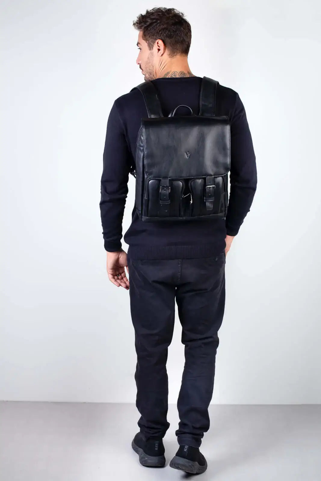 Mochila de couro italiano masculina vintage Miguel - Enluaze