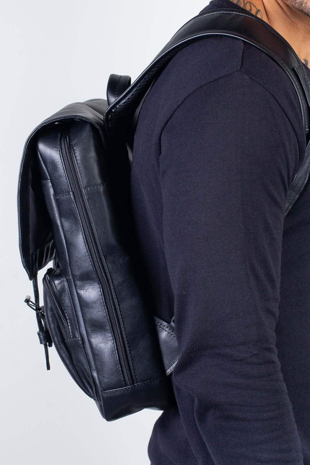 Mochila de couro italiano masculina vintage Miguel - Enluaze