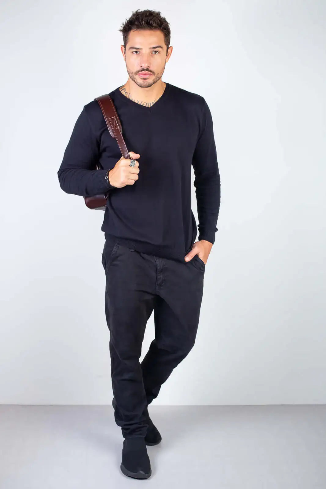 Mochila masculina de couro italiano Steve - Enluaze