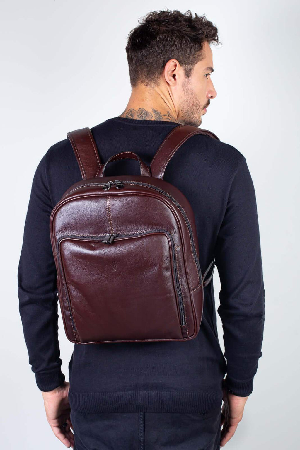 Mochila masculina de couro italiano Steve - Enluaze
