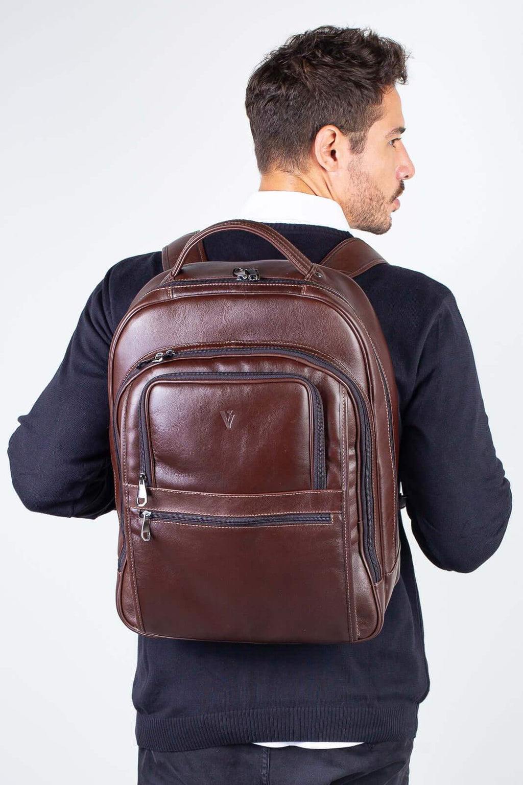 Mochila masculina de couro italiano para notebook 17" Arthur - Enluaze