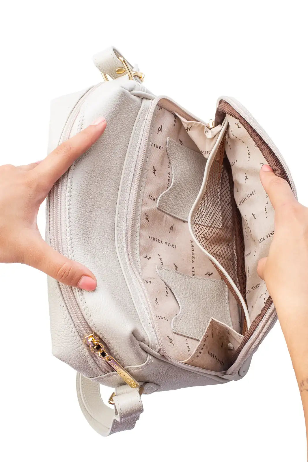 Bolsa de couro liso tiracolo com divisórias Rita - Enluaze