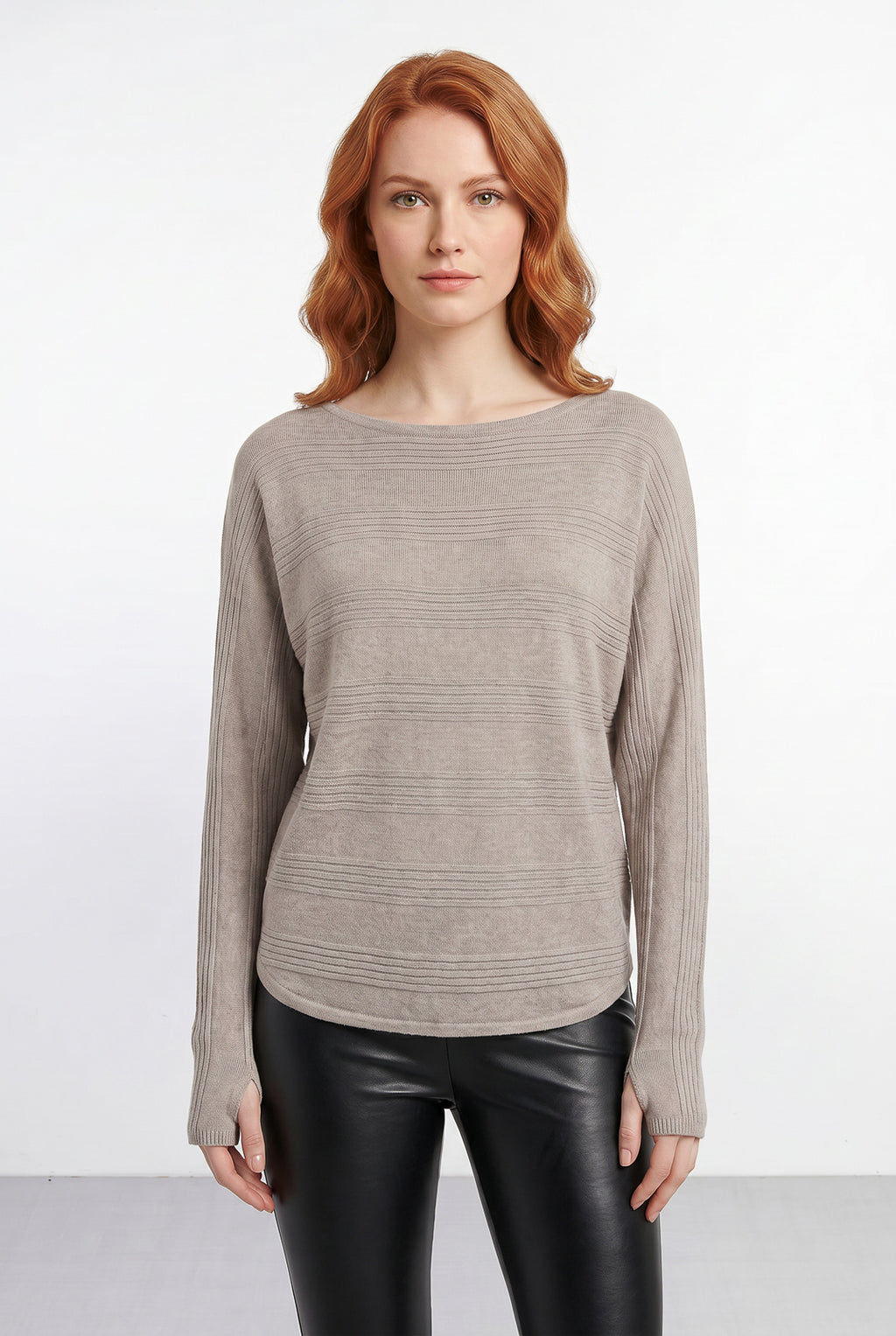 Blusa de malha feminina manga morcego com dedinho 61195