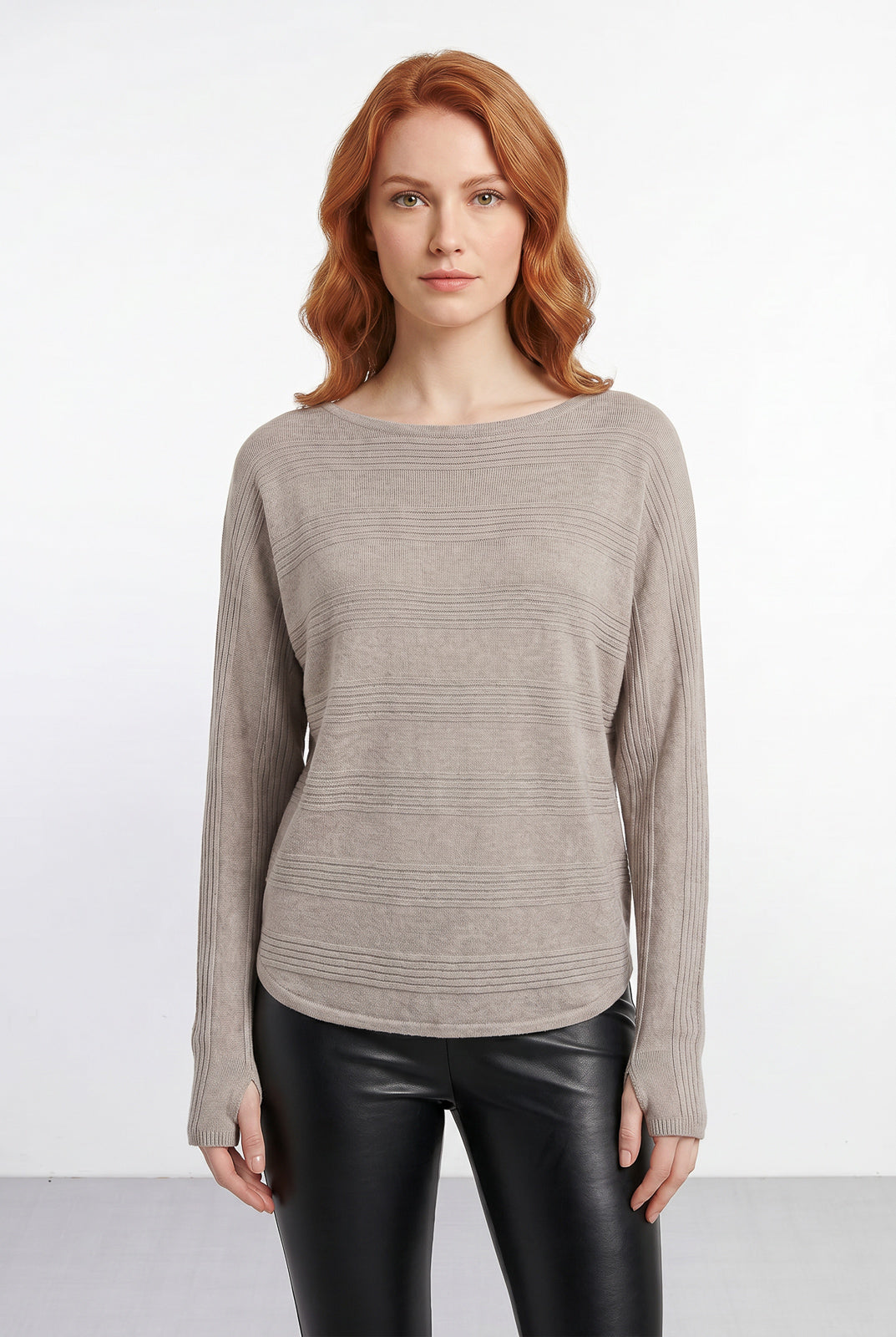 Blusa de malha feminina manga morcego com dedinho 61195