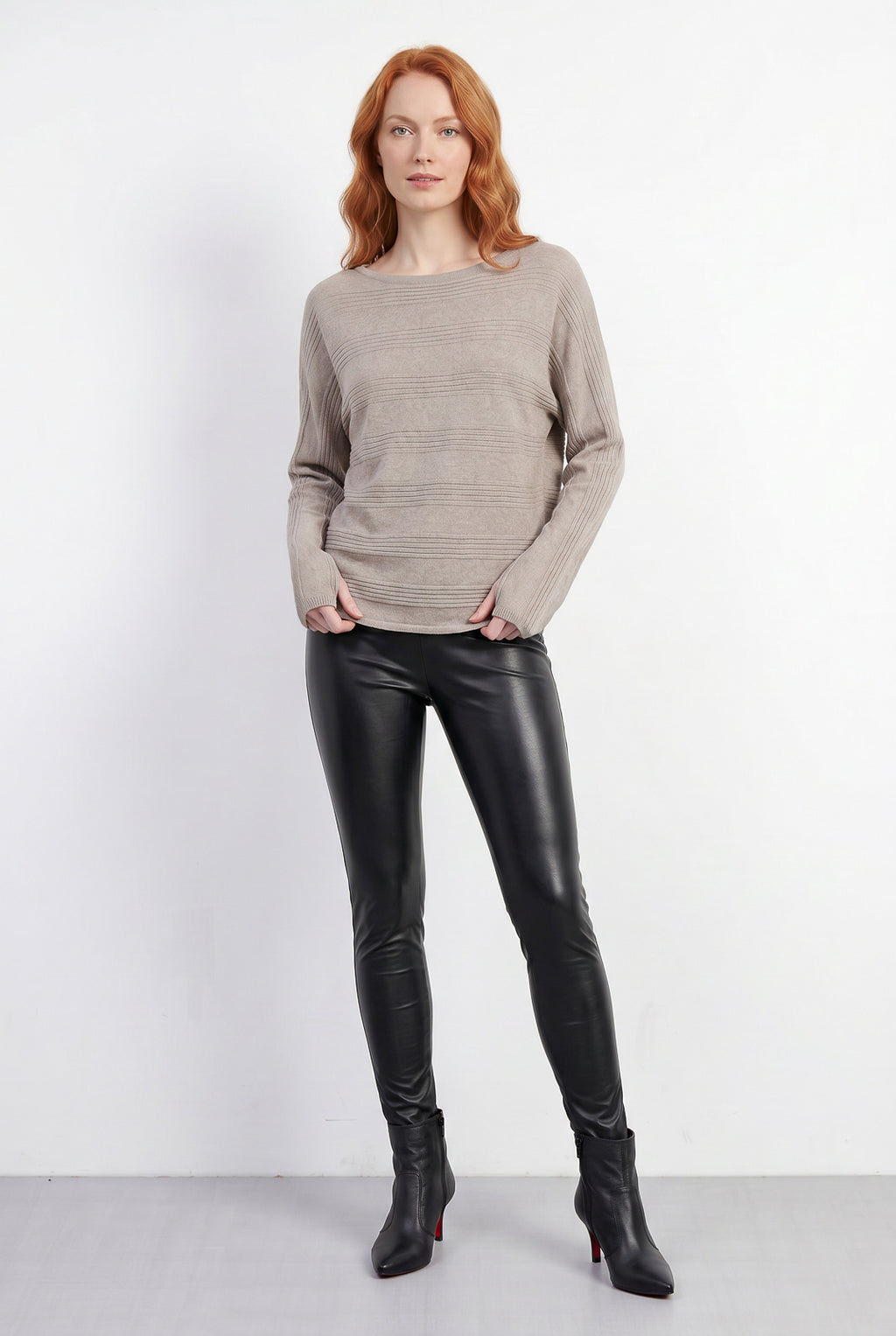 Blusa de malha feminina manga morcego com dedinho 61195