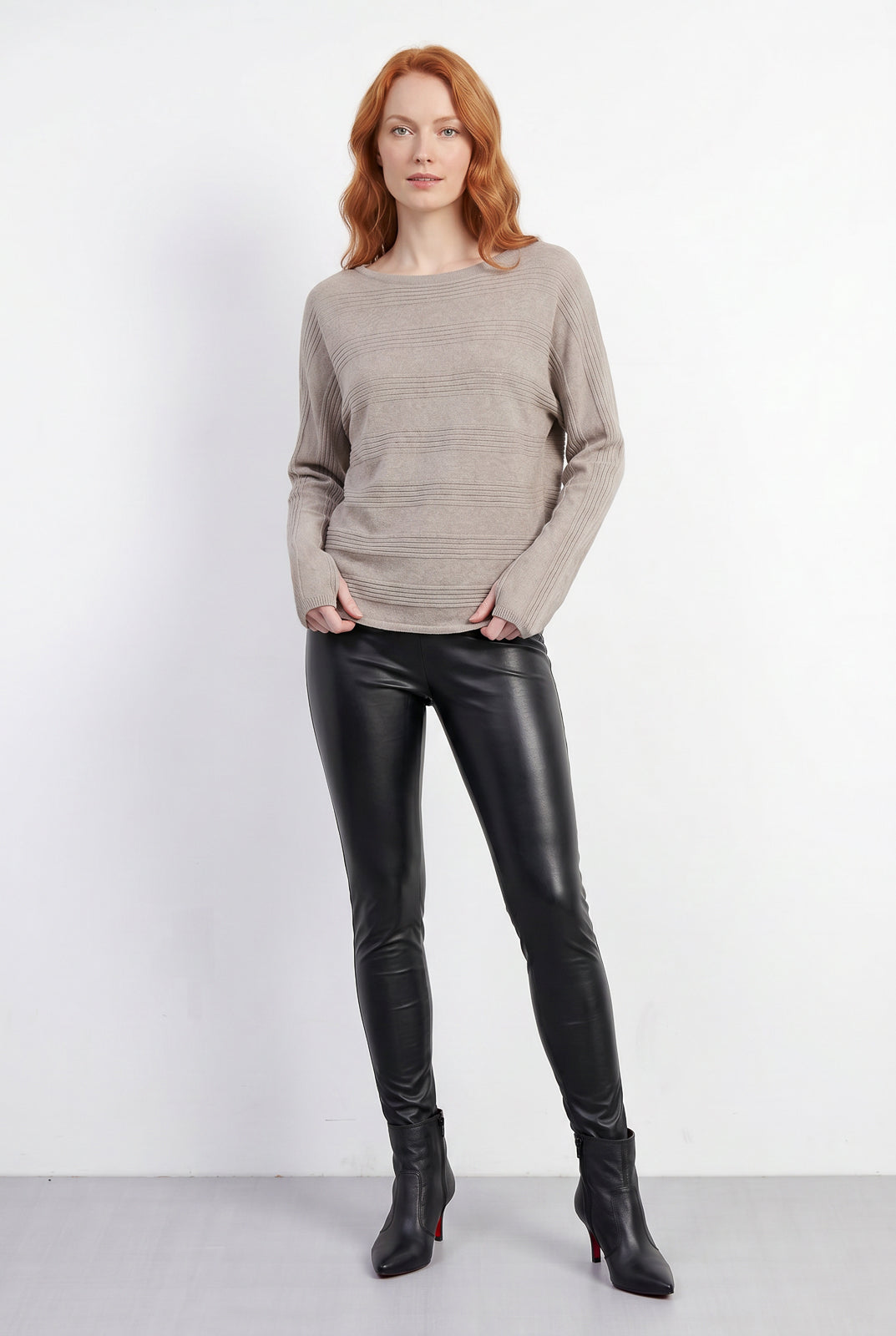 Blusa de malha feminina manga morcego com dedinho 61195