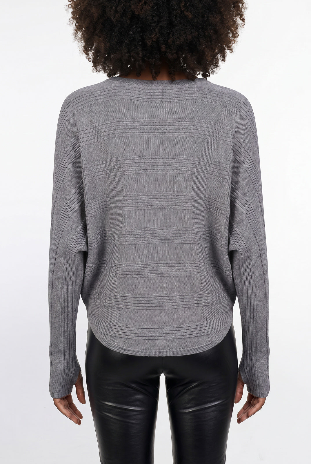 Blusa de malha feminina manga morcego com dedinho 61195