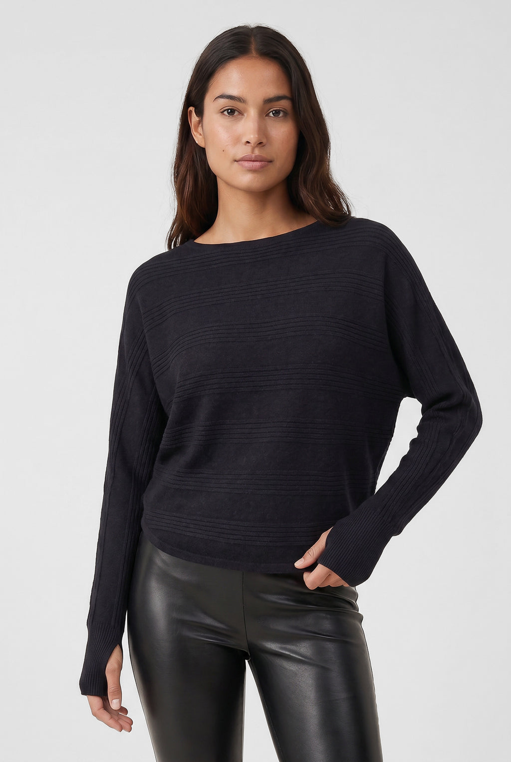Blusa de malha feminina manga morcego com dedinho 61195