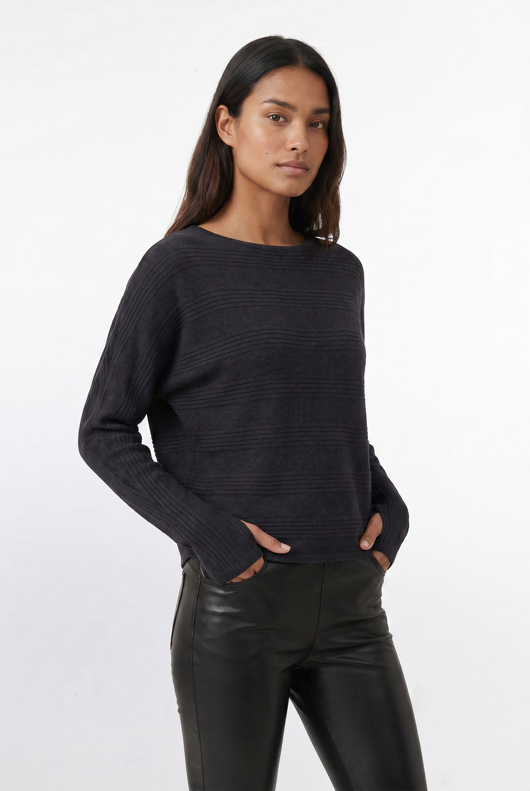 Blusa de malha feminina manga morcego com dedinho 61195