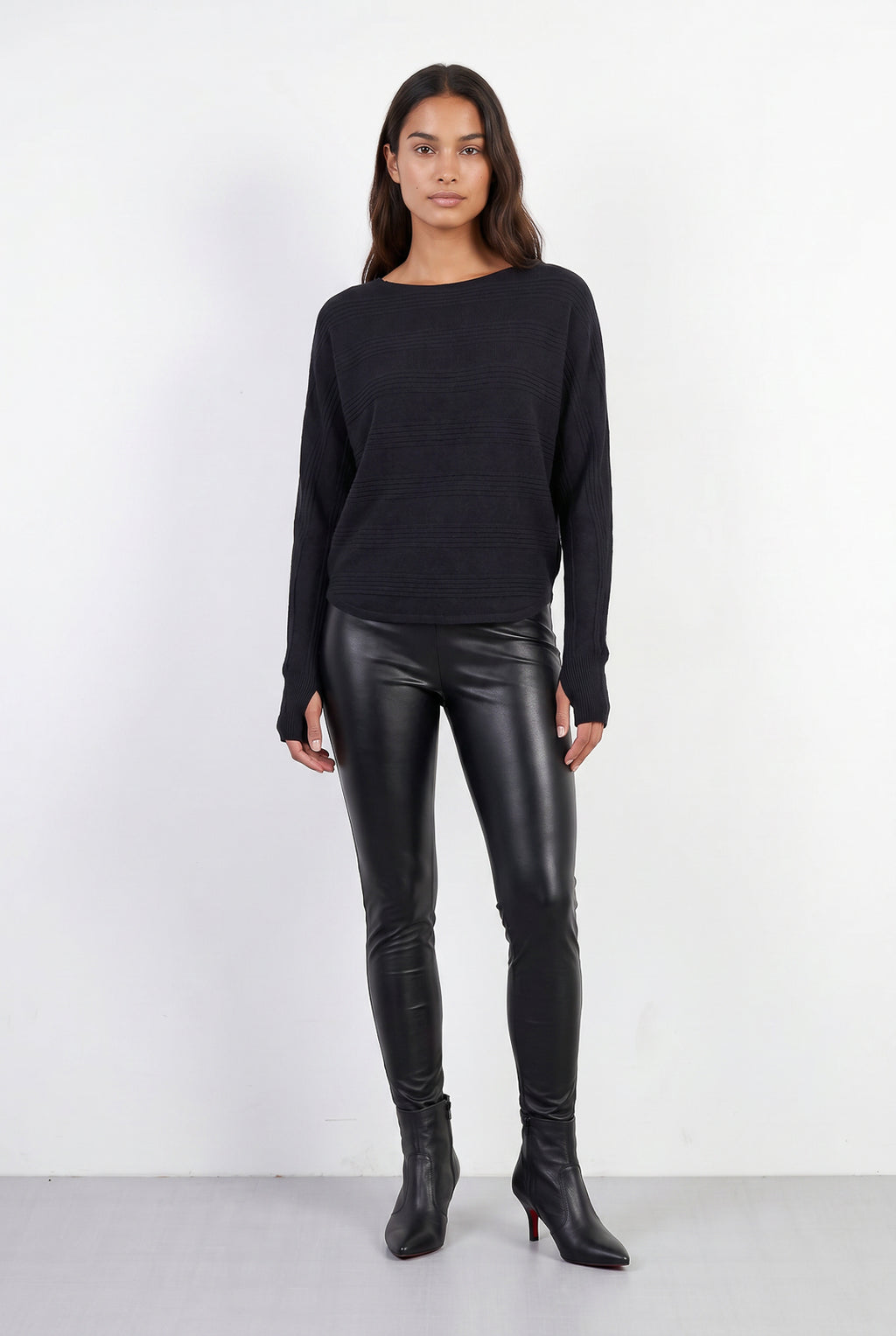 Blusa de malha feminina manga morcego com dedinho 61195