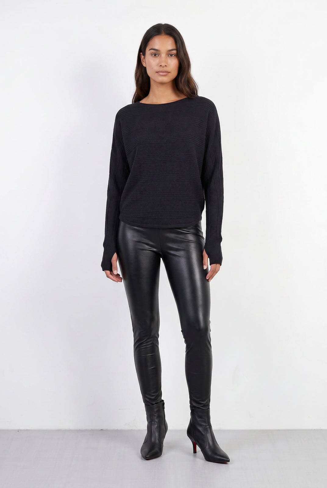 Blusa de malha feminina manga morcego com dedinho 61195