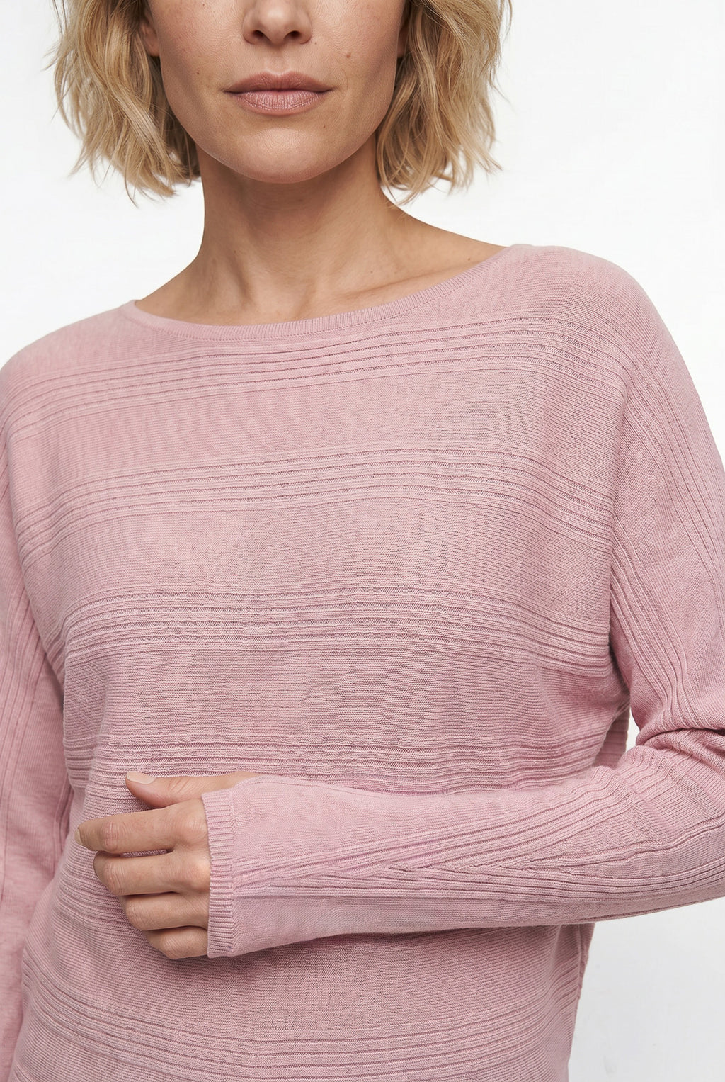 Blusa de malha feminina manga morcego com dedinho 61195