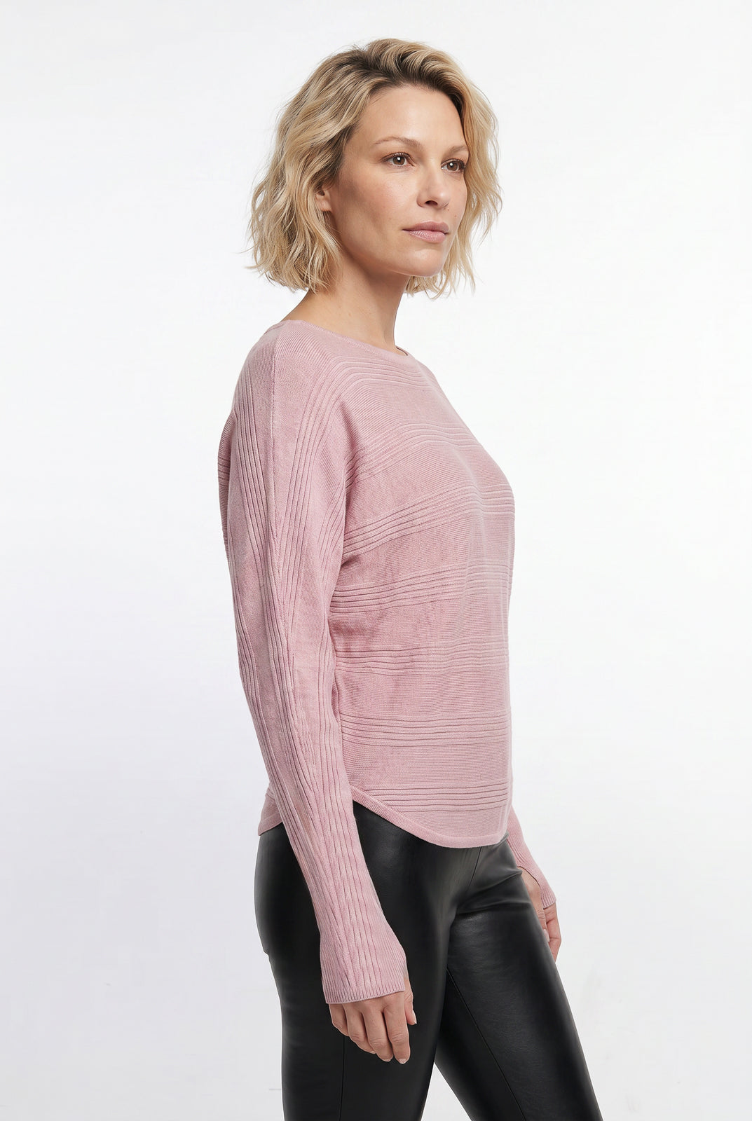 Blusa de malha feminina manga morcego com dedinho 61195