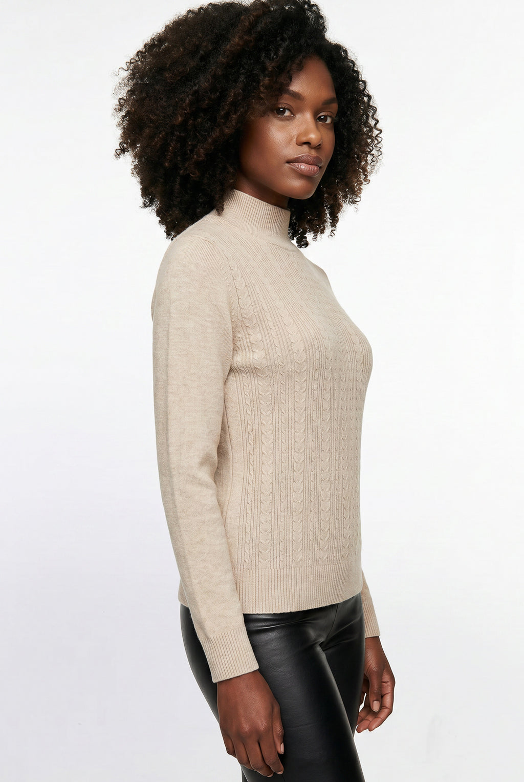 Blusa de malha feminina gola alta trançada 61262