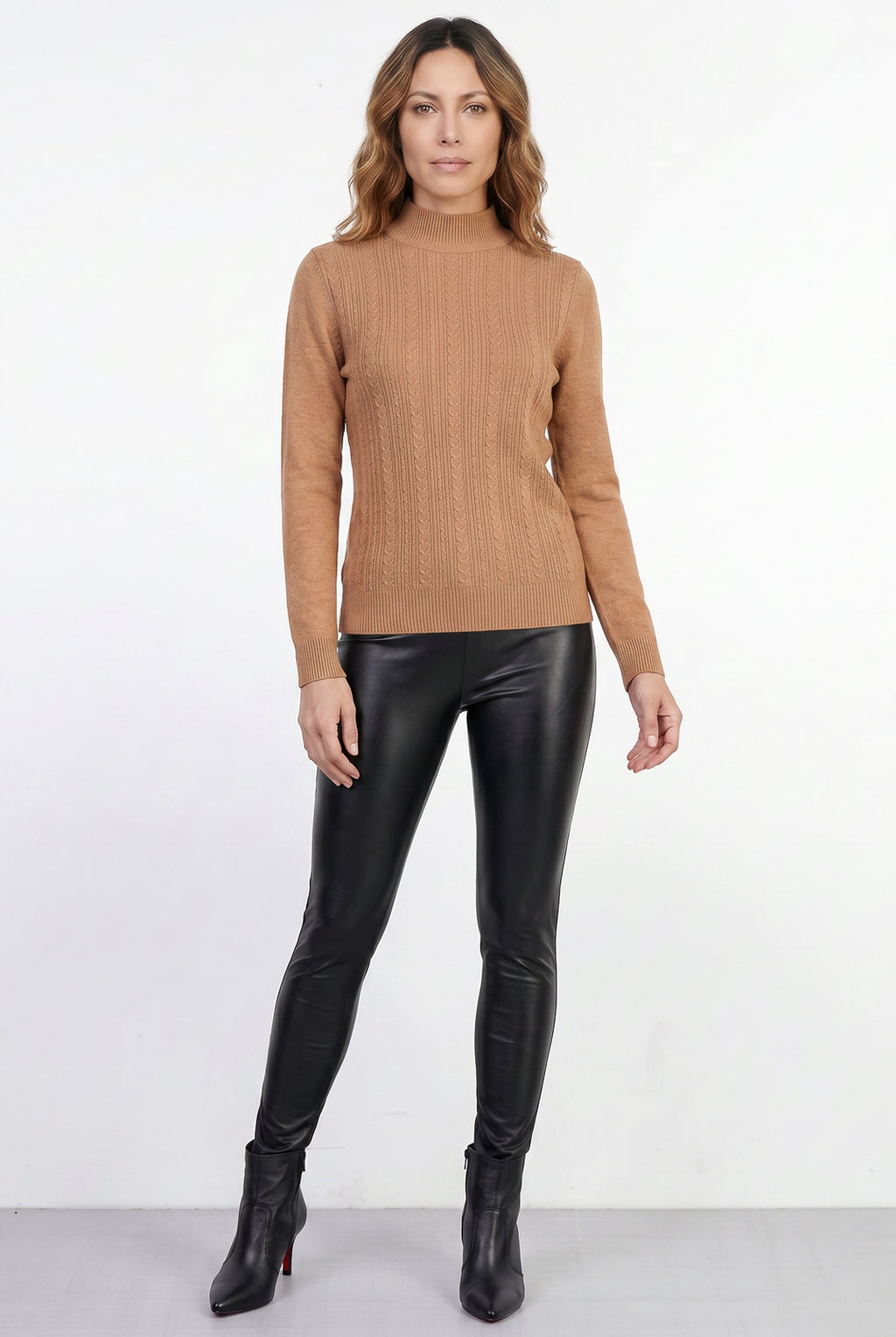 Blusa de malha feminina gola alta trançada 61262