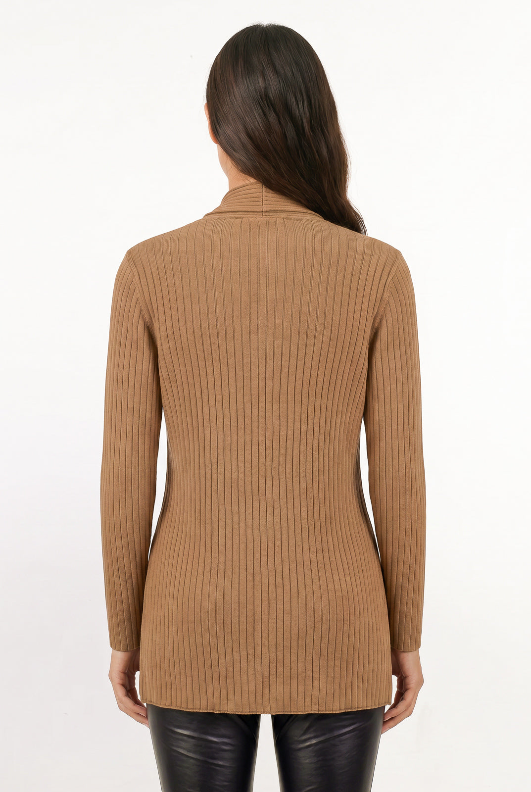 Cardigan  feminino longo de malha com bolsos 61283