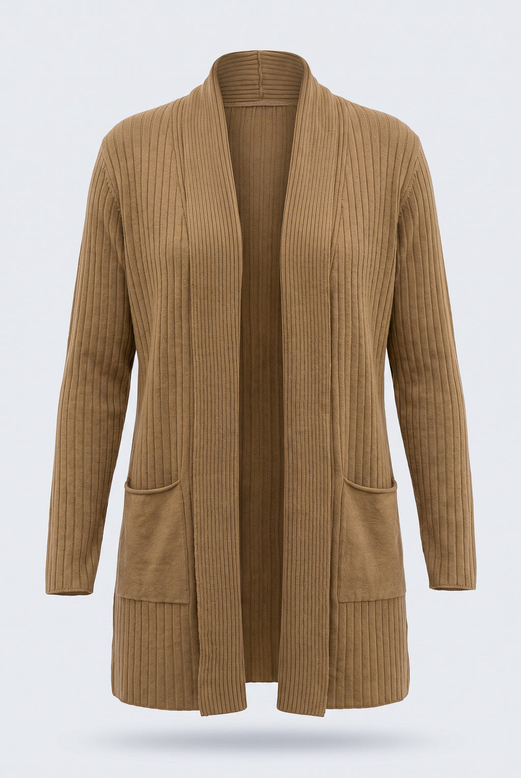Cardigan  feminino longo de malha com bolsos 61283