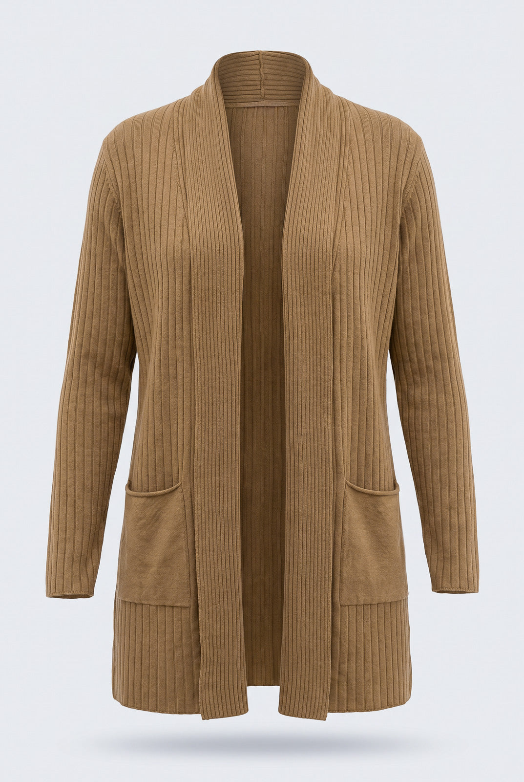 Cardigan  feminino longo de malha com bolsos 61283