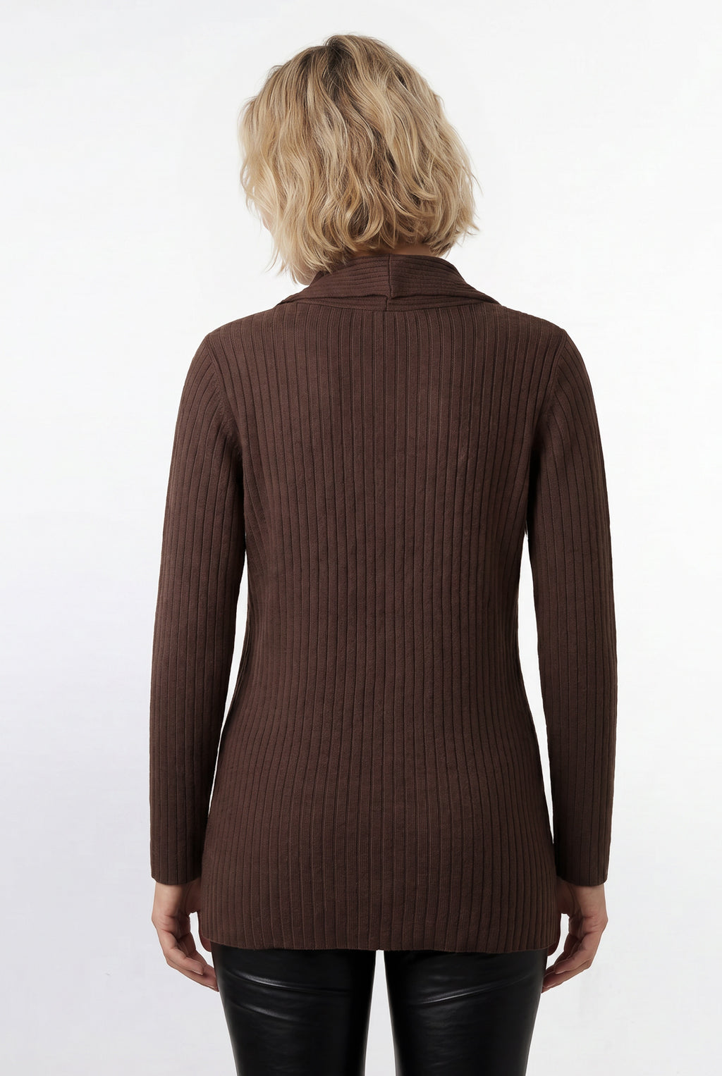 Cardigan  feminino longo de malha com bolsos 61283